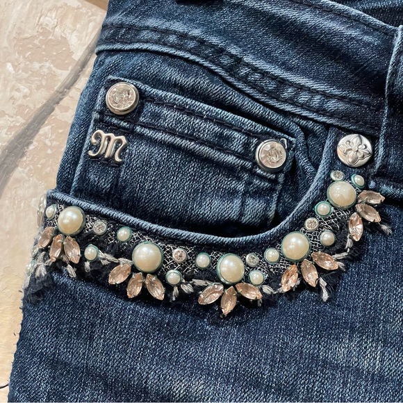 Miss Me Denim - MISS ME•Rhinestones & Pearls Pockets•Straight Leg Jeans•Sz 29